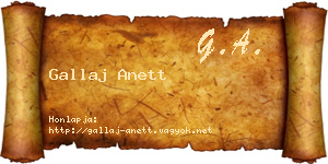 Gallaj Anett névjegykártya